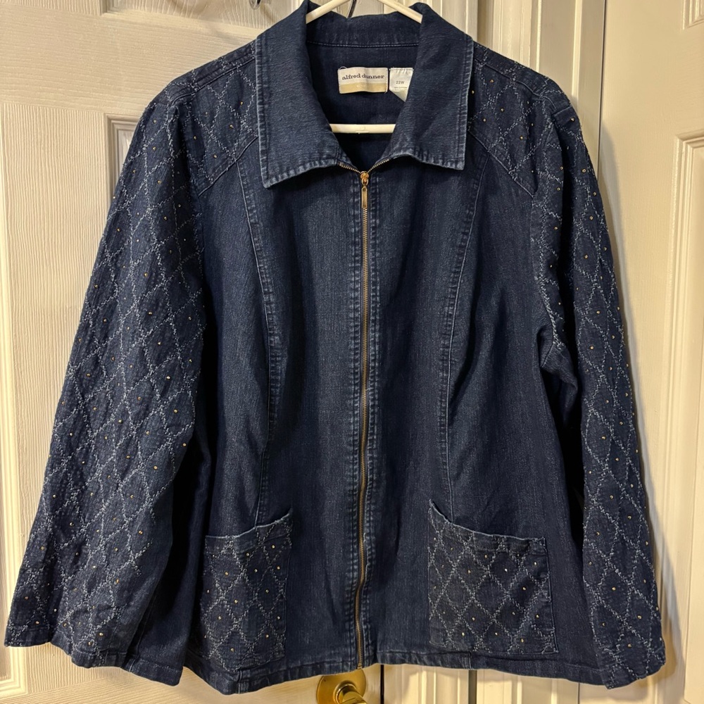 Alfred Dunner Dark Blue Denim Wimsigoth Jacket Size 22W